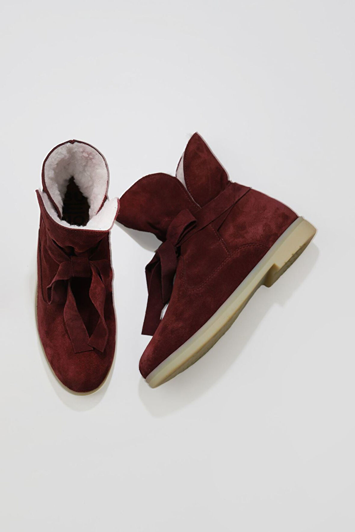 Bueno Shoes Bordo Süet Kadın Düz Bot 01wt3303