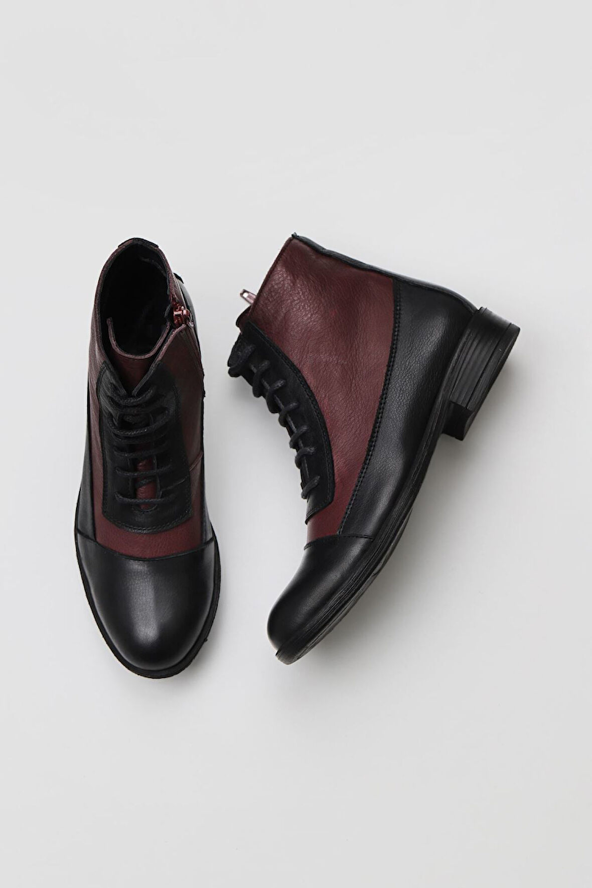 Bueno Shoes Siyah Bordo Deri Kadın Düz Bot 01wt2601