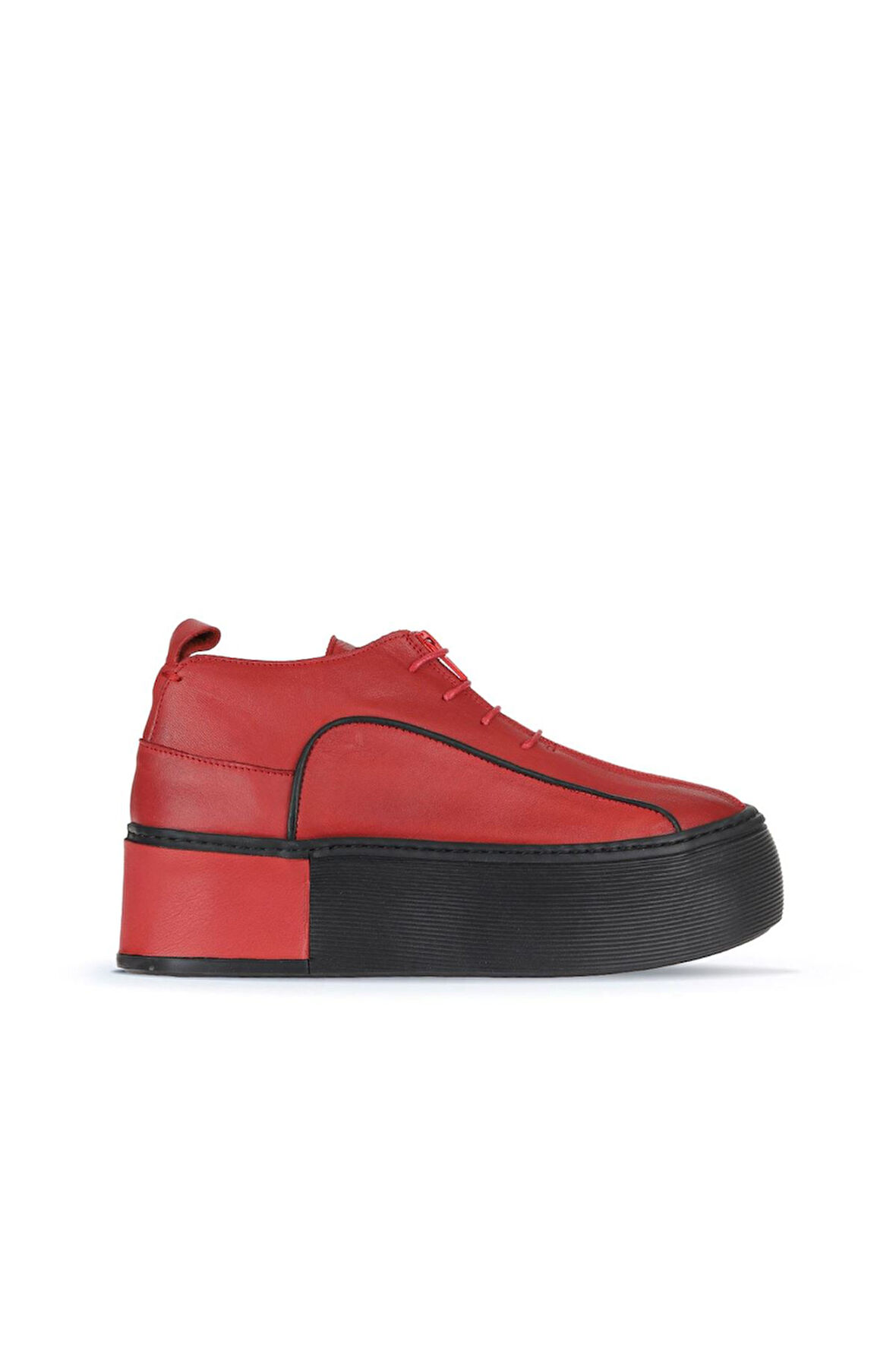 Bueno Shoes Kırmızı Deri Kadın Dolgu Topuklu Ayakkabı 01ws7001