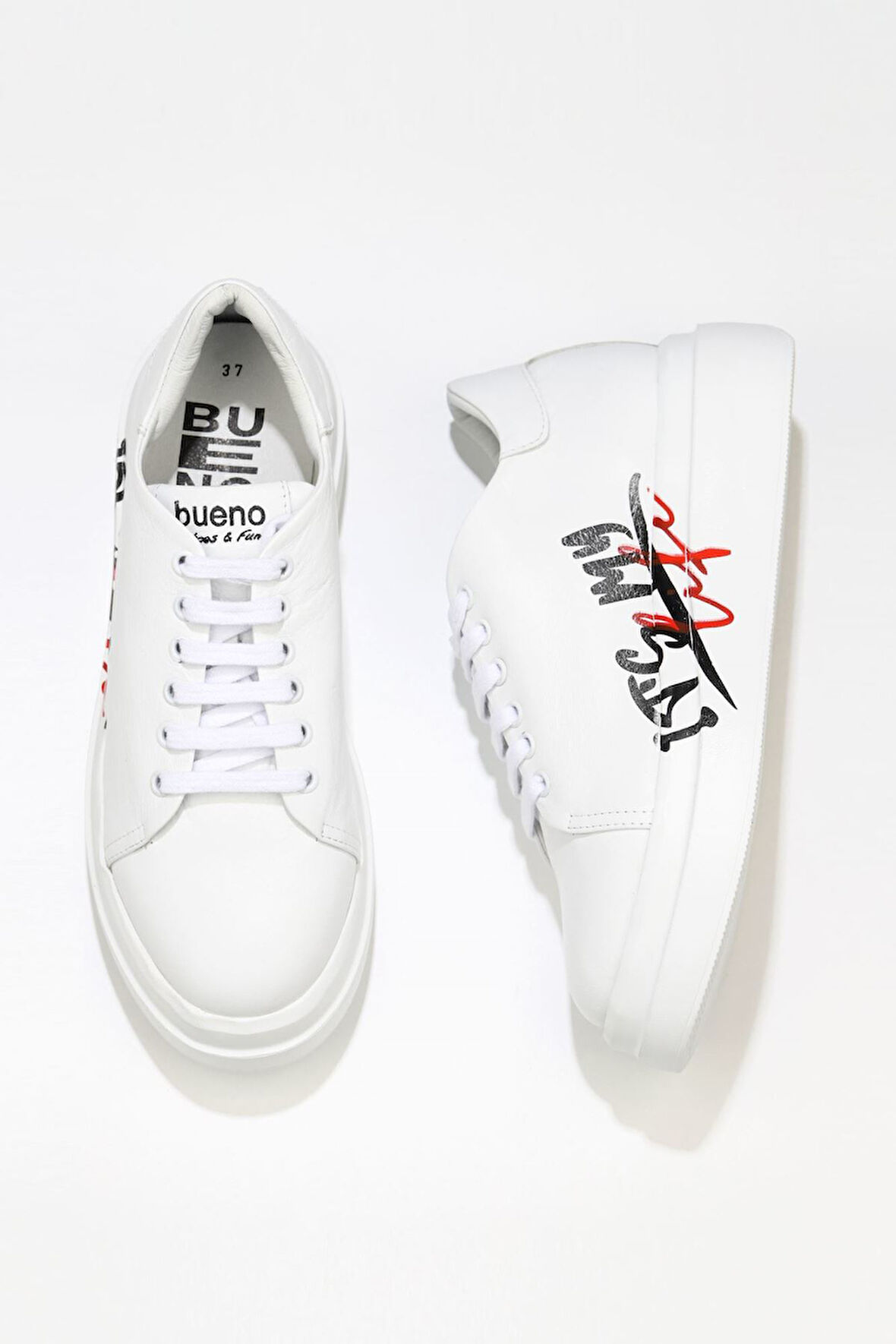 Bueno Shoes Beyaz Deri Kadın Spor Ayakkabı 01wt4700