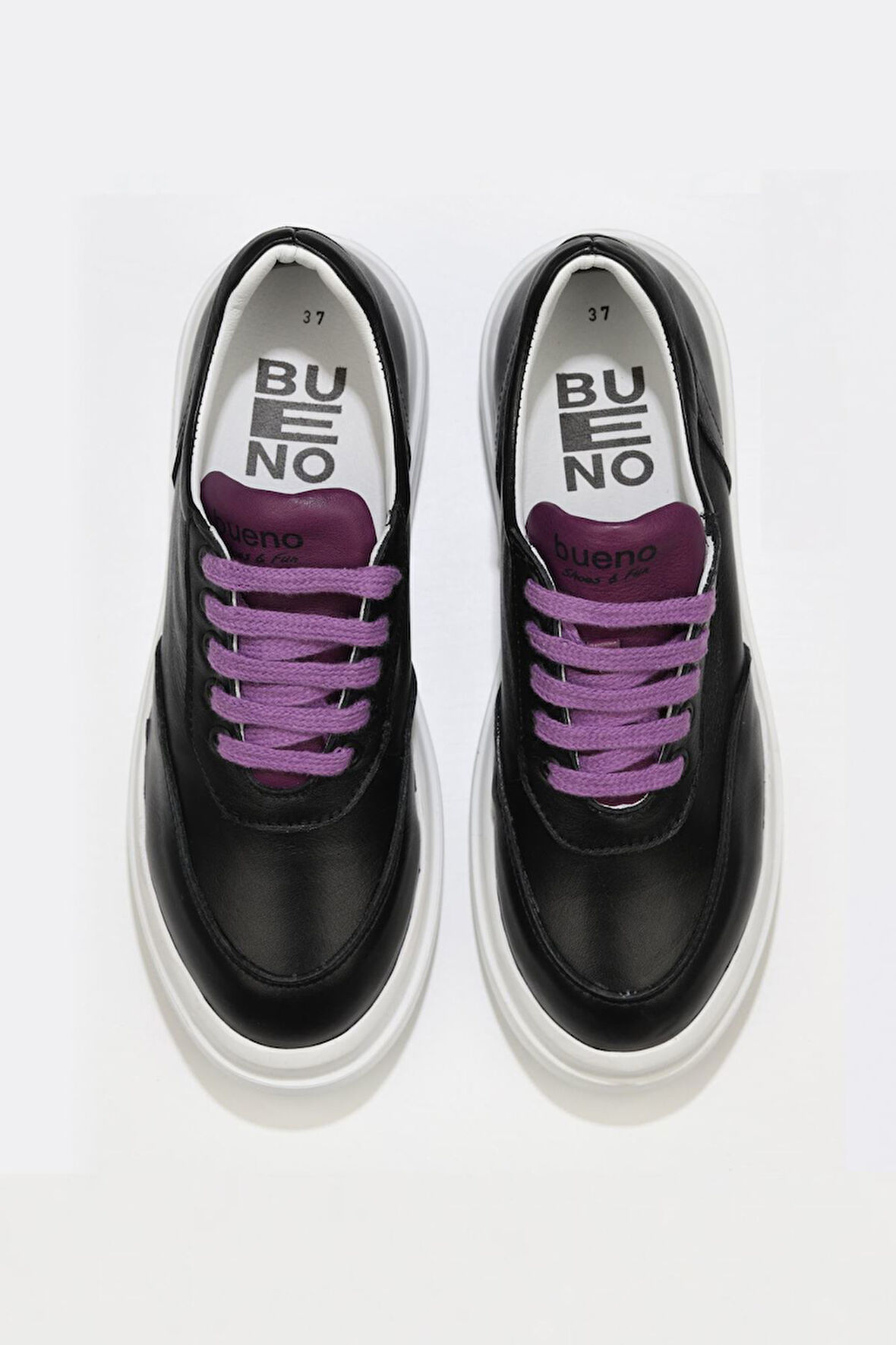 Bueno Shoes Siyah Lila Deri Kadın Sneakers 01wt4704