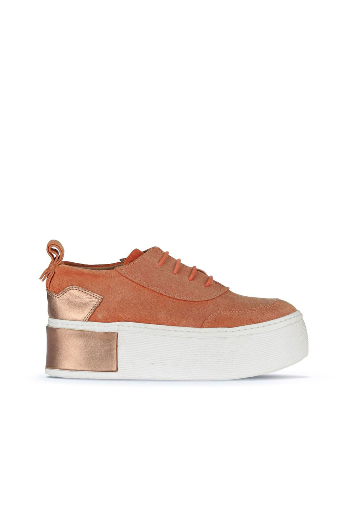 Bueno Shoes Turuncu Süet Kadın Dolgu Topuklu Ayakkabı 01ws7000