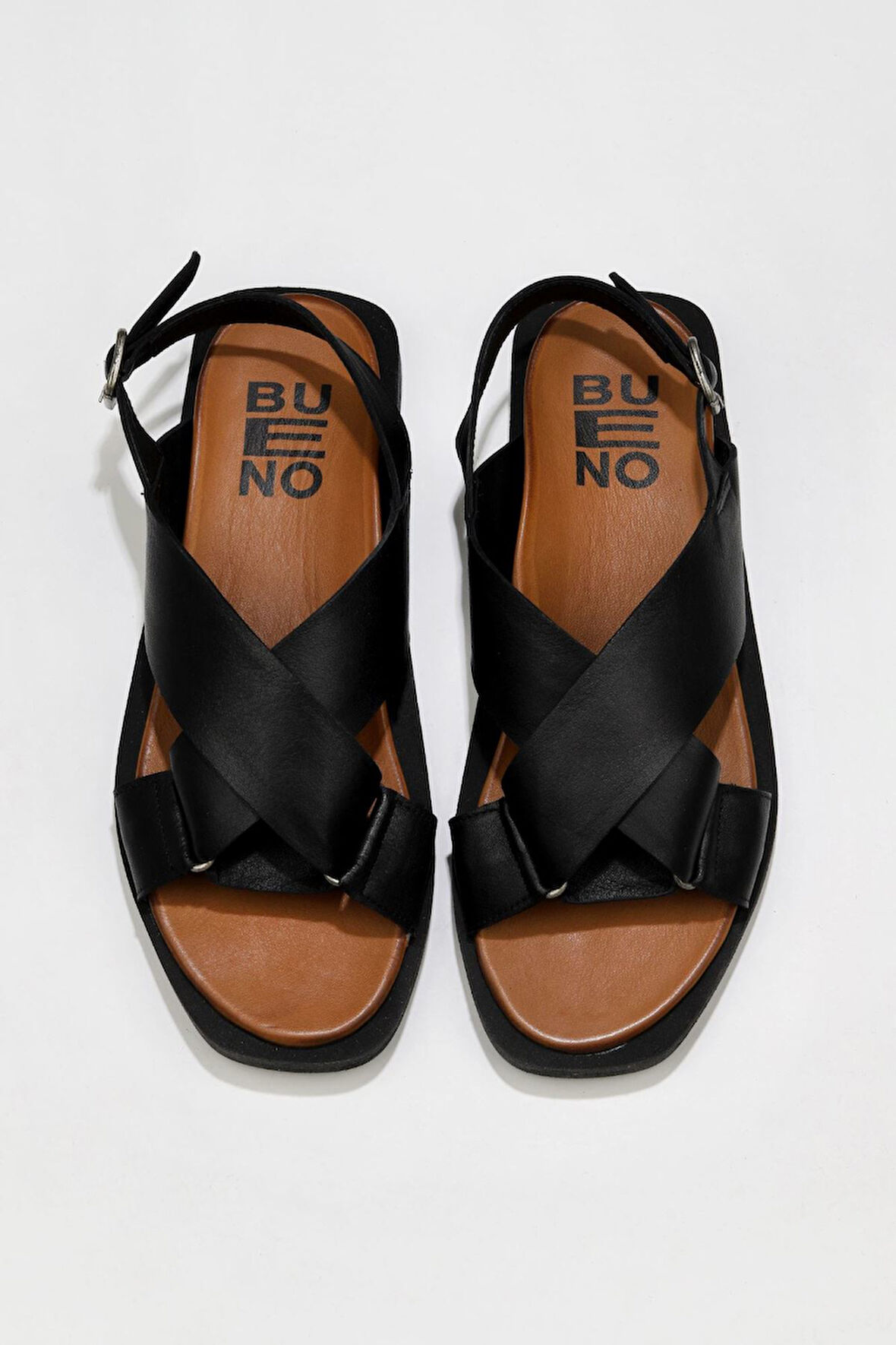 Bueno Shoes Siyah Deri Kadın Sandalet 01ws2801