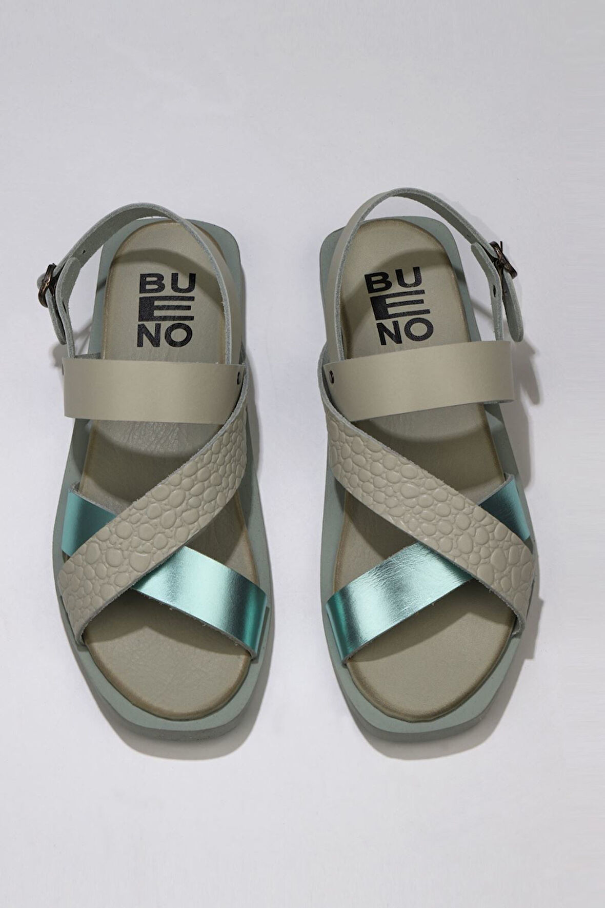 Bueno Shoes Yeşil Deri Kadın Sandalet 01ws2816