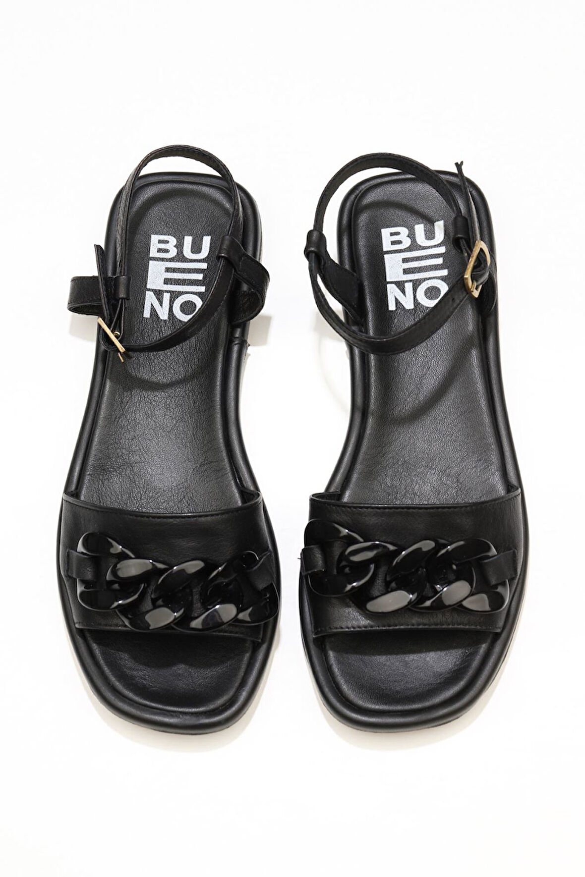 Bueno Shoes Siyah Deri Kadın Sandalet 01wu4112