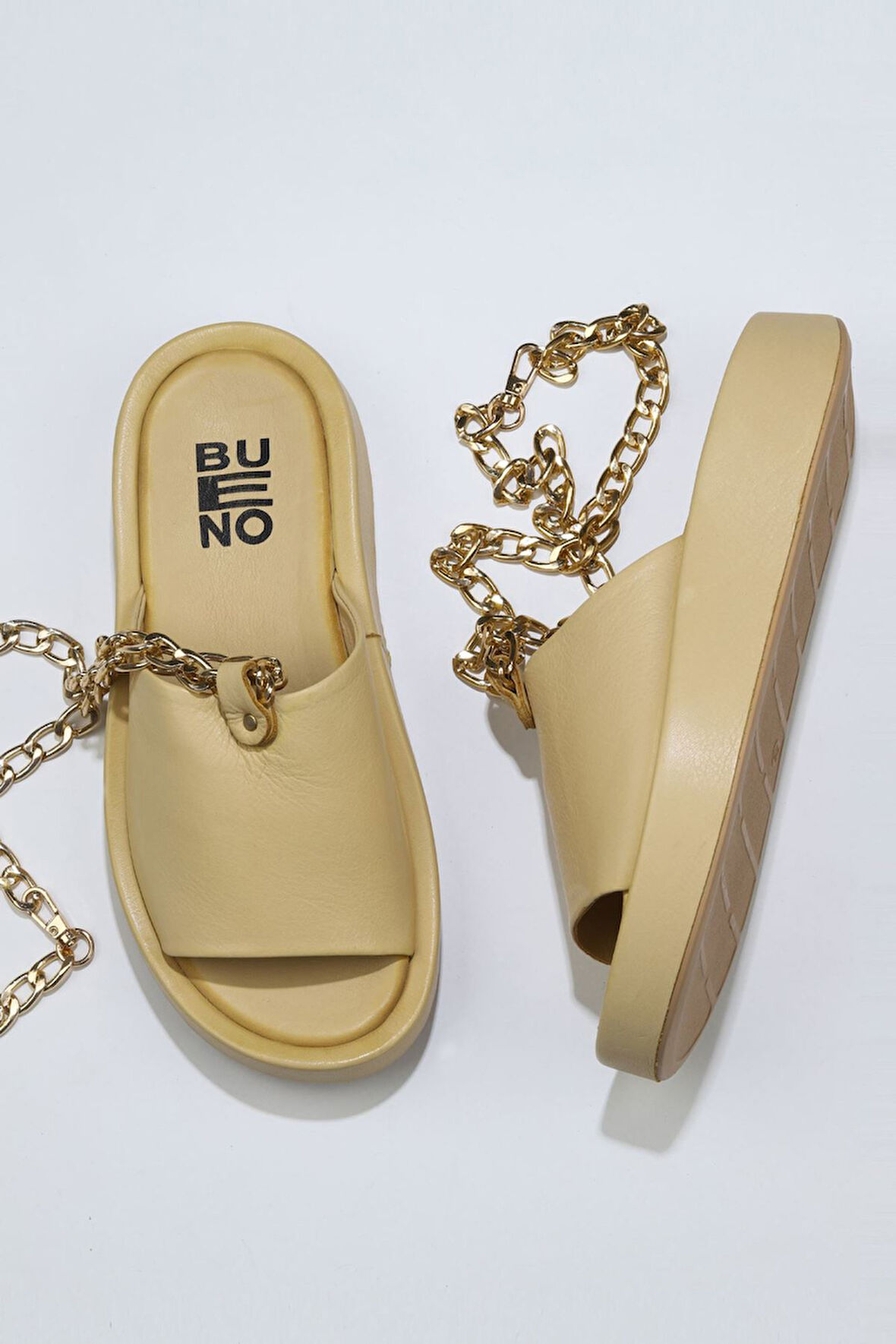 Bueno Shoes Sarı Deri Kadın Dolgu Topuklu Terlik 01wu4637