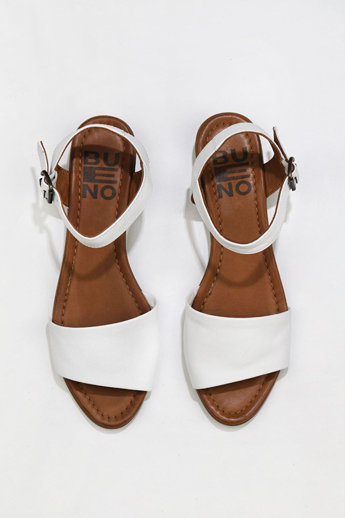 Bueno Shoes Beyaz Deri Kadın Sandalet 01wq8001