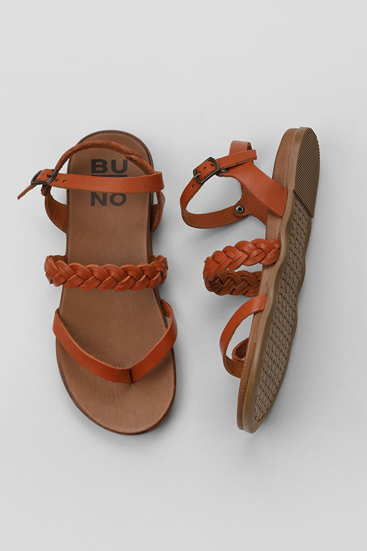 Bueno Shoes Turuncu Deri Kadın Parmak Arası Sandalet 01wu4201