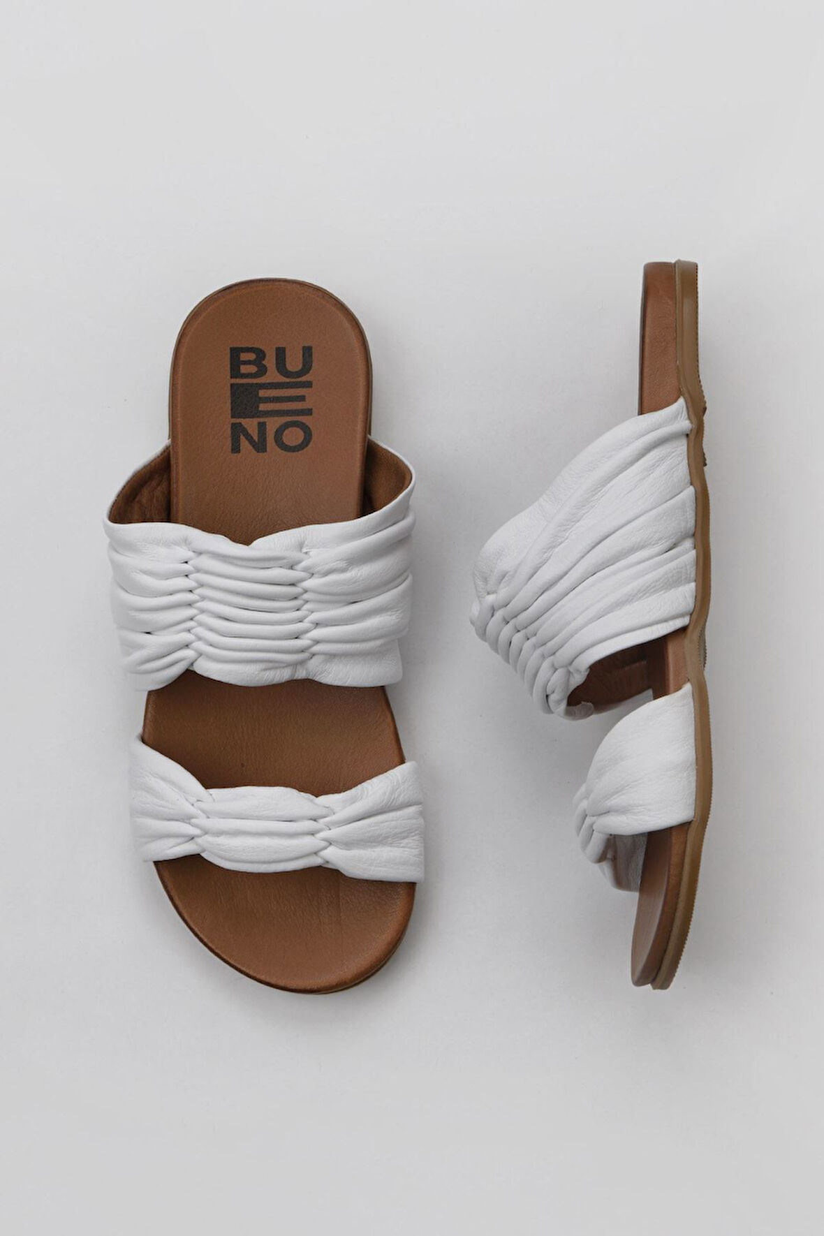 Bueno Shoes Beyaz Deri Kadın Düz Terlik 01wu4235