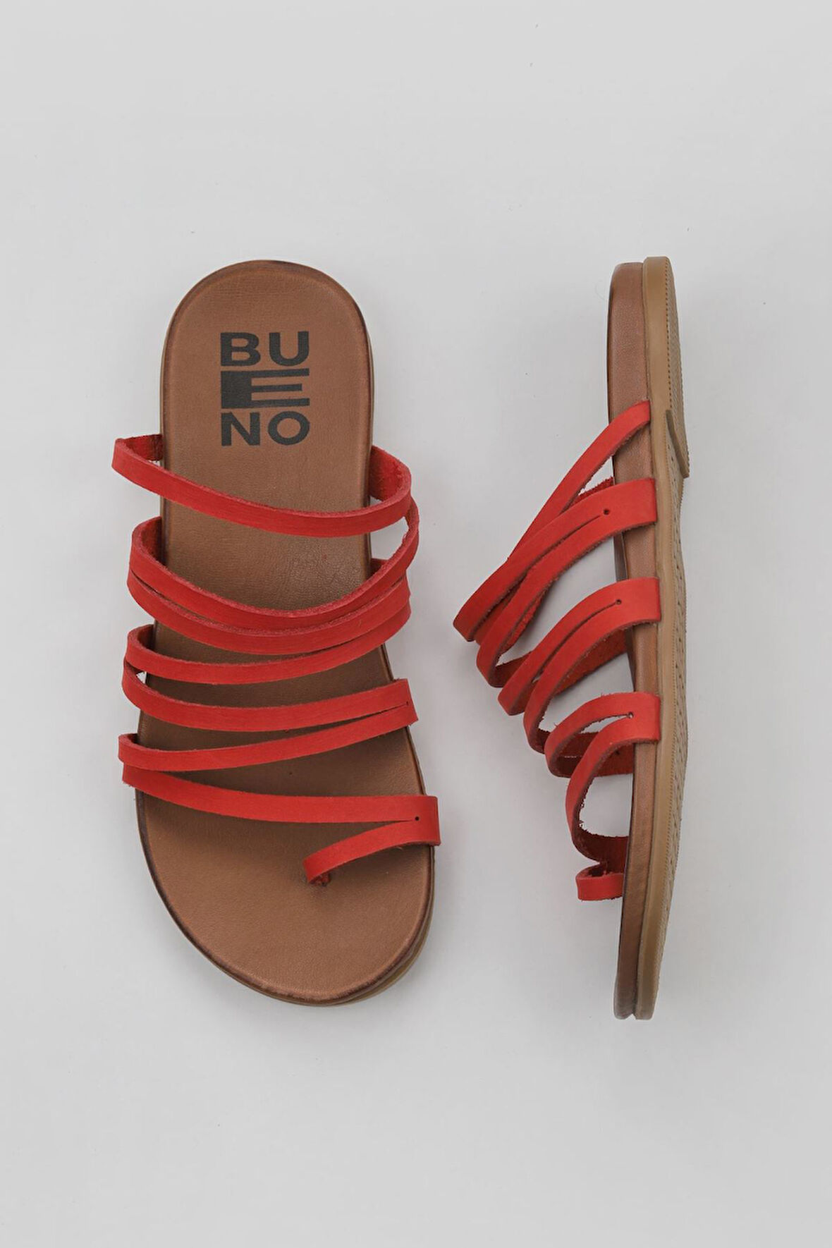 Bueno Shoes Kırmızı Nubuk Kadın Parmak Arası Terlik 01wu4238