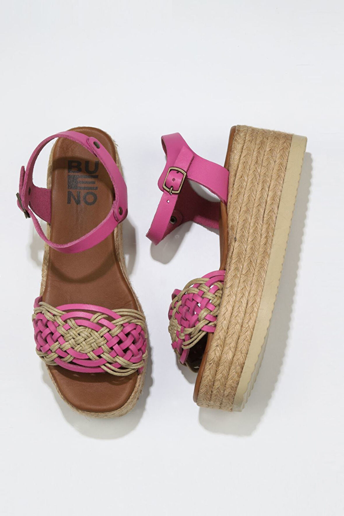 Bueno Shoes Fuşya Deri Kadın Dolgu Topuklu Sandalet 01wu6109