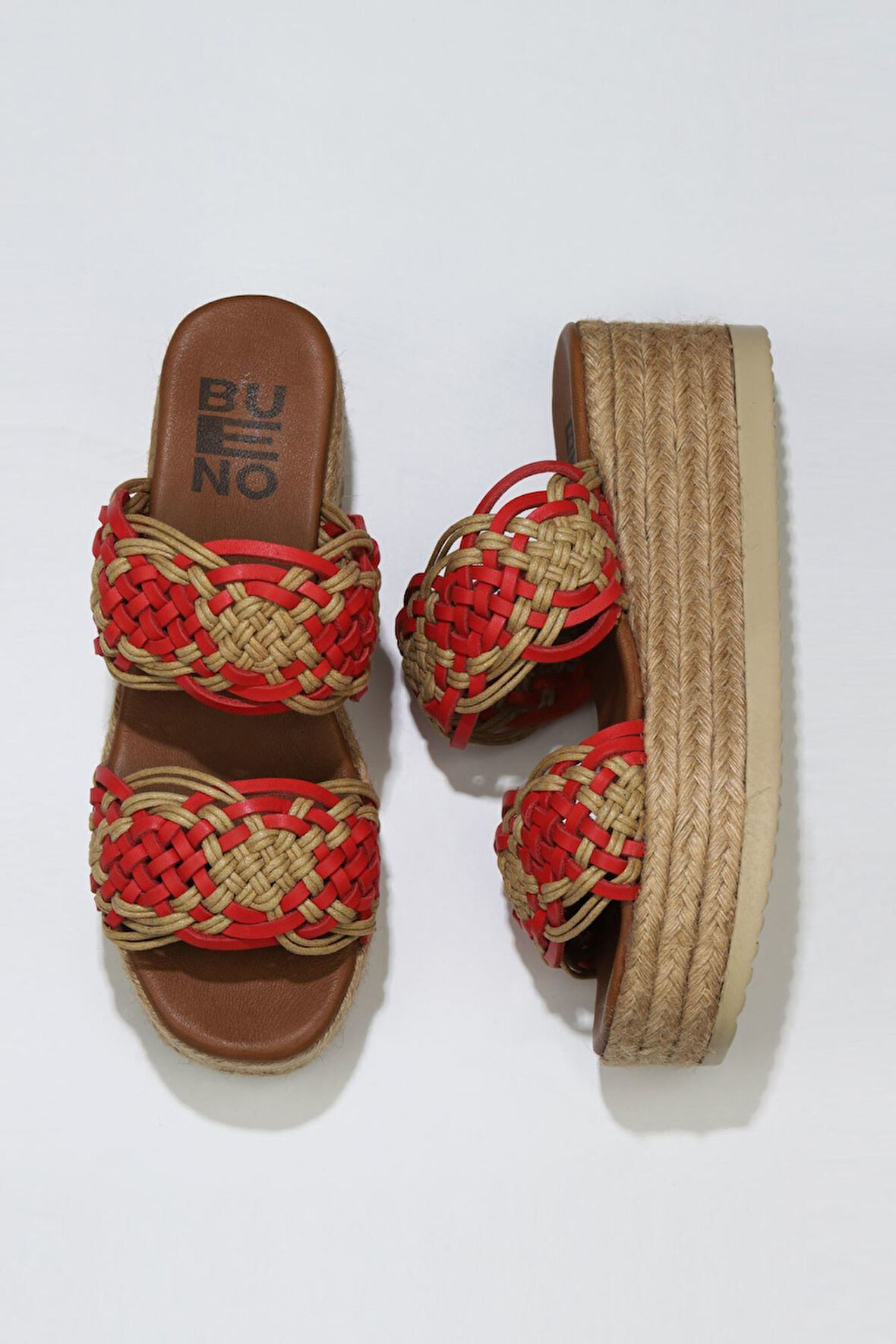 Bueno Shoes Kırmızı Deri Kadın Dolgu Topuklu Terlik 01wu6110