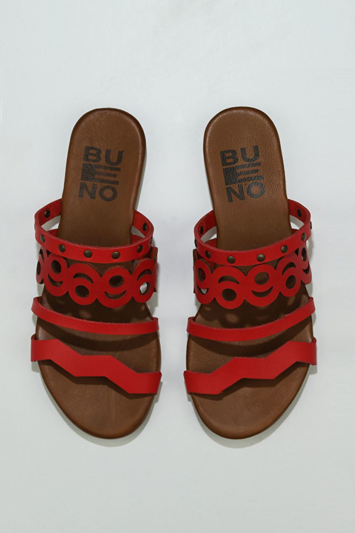 Bueno Shoes Kırmızı Deri Kadın Düz Terlik 01wu7445