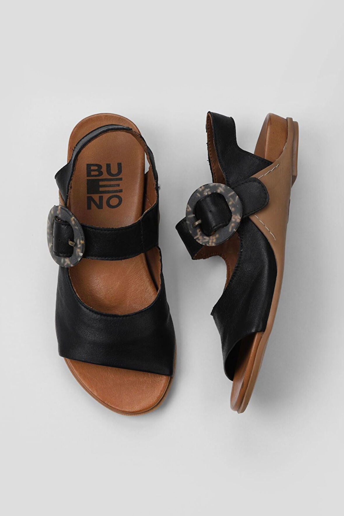 Bueno Shoes Siyah Deri Kadın Sandalet 01wu7600