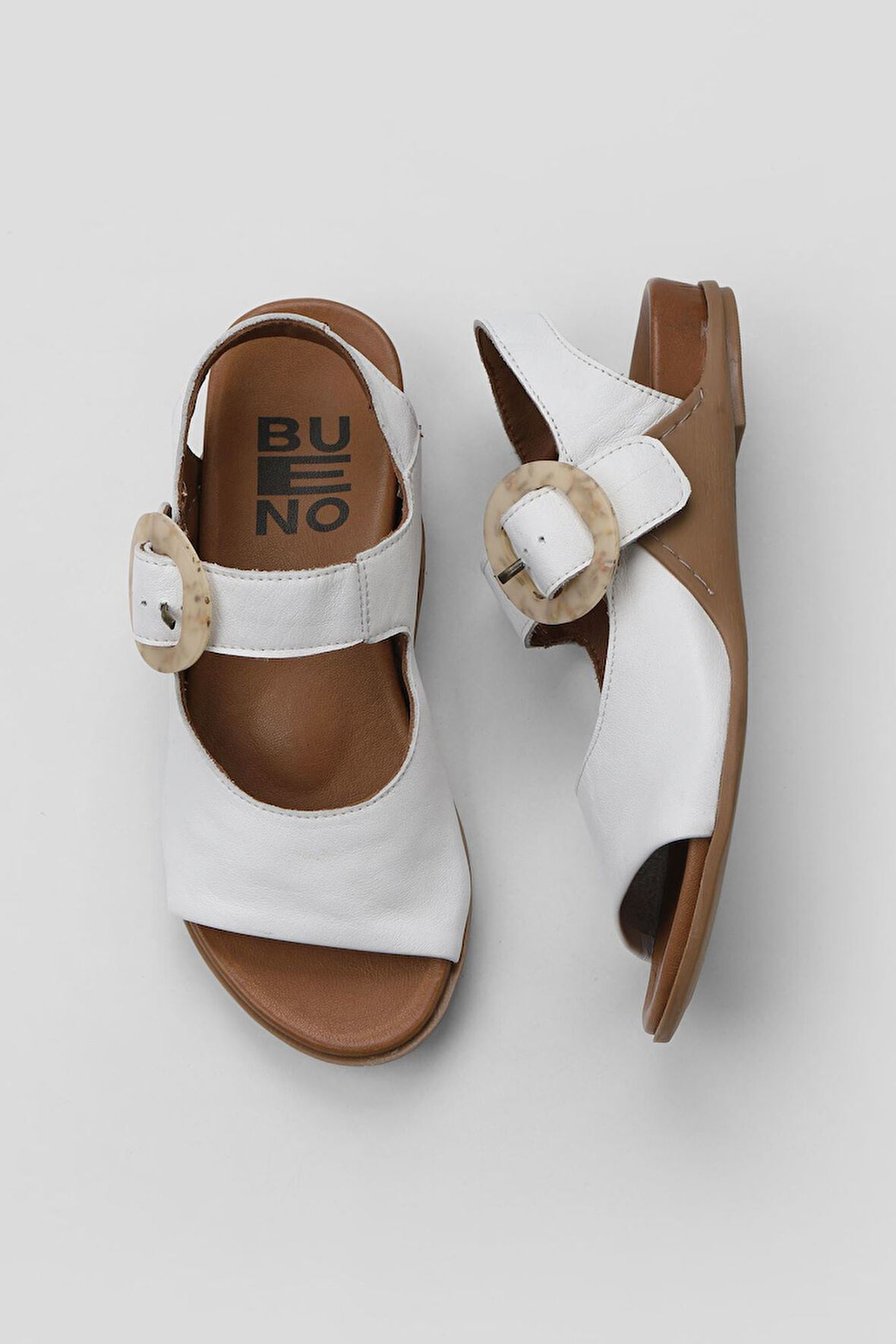 Bueno Shoes Beyaz Deri Kadın Sandalet 01wu7600