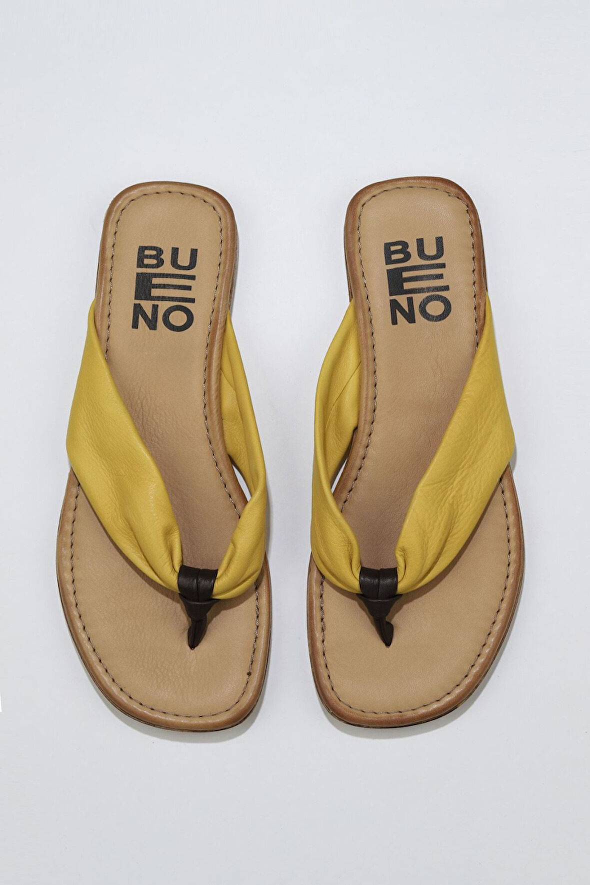 Bueno Shoes Sarı Deri Kadın Parmak Arası Terlik 01wu3400