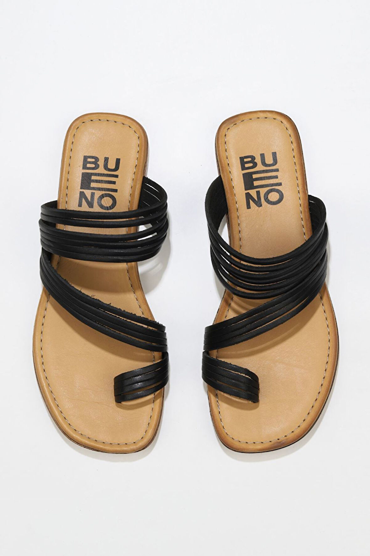 Bueno Shoes Siyah Deri Kadın Parmak Arası Terlik 01wu3418