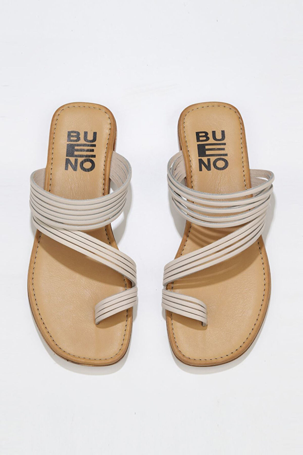 Bueno Shoes Beyaz Deri Kadın Parmak Arası Terlik 01wu3418