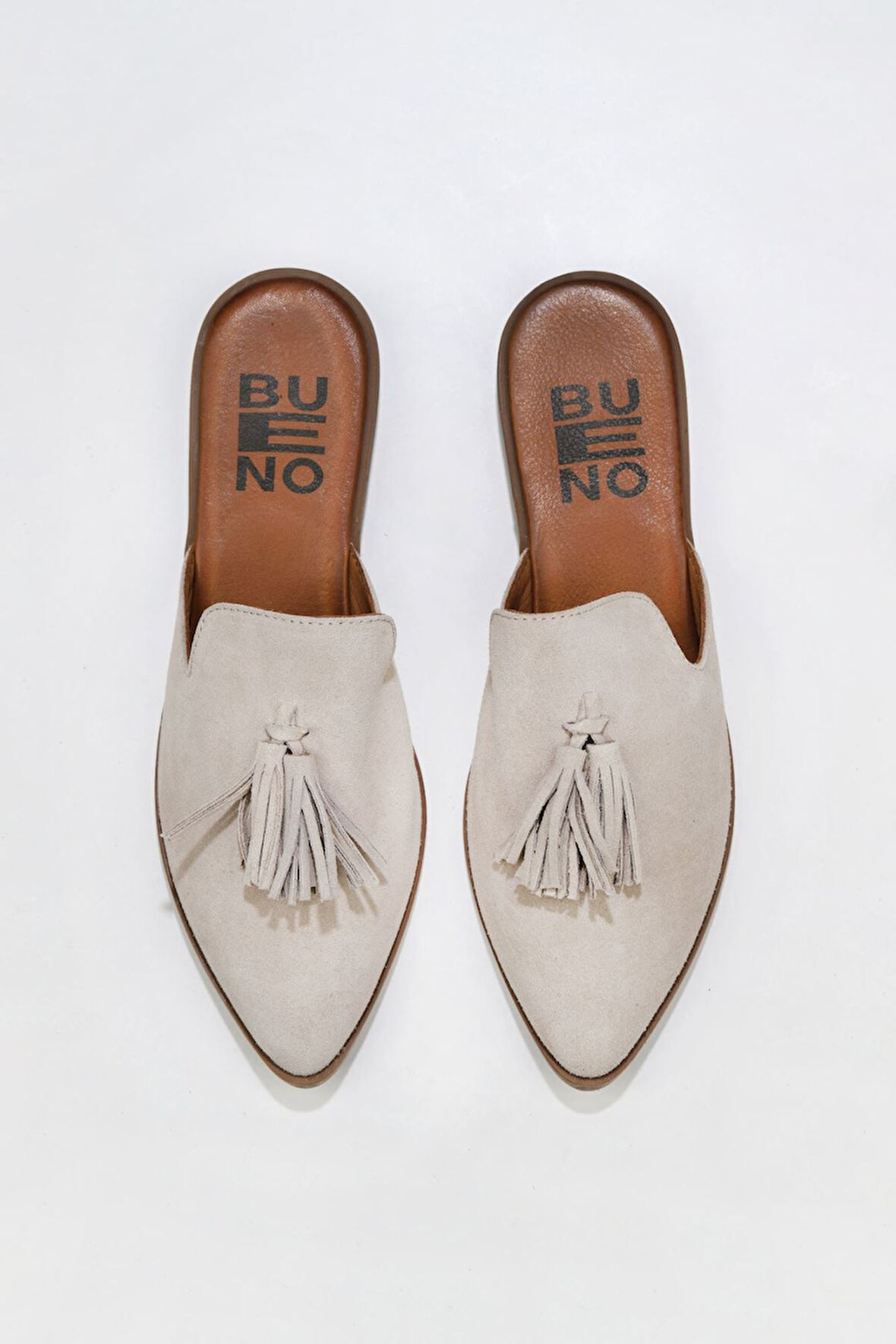 Bueno Shoes Bej Süet Kadın Düz Terlik 01wn0111