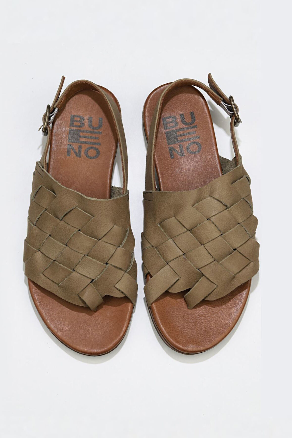 Bueno Shoes Yeşil Deri Kadın Sandalet 01wq0506