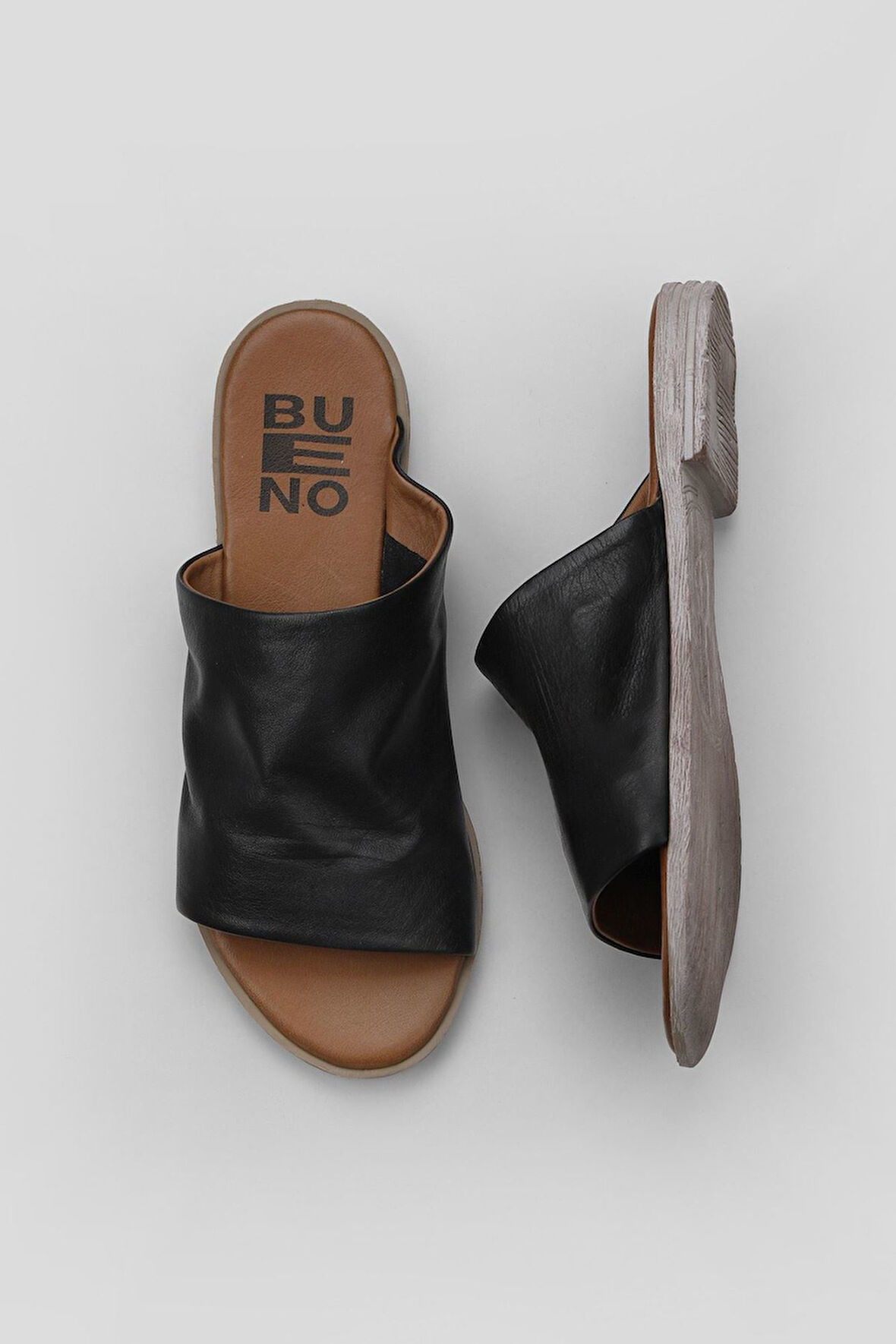Bueno Shoes Siyah Deri Kadın Düz Terlik 01wq2009