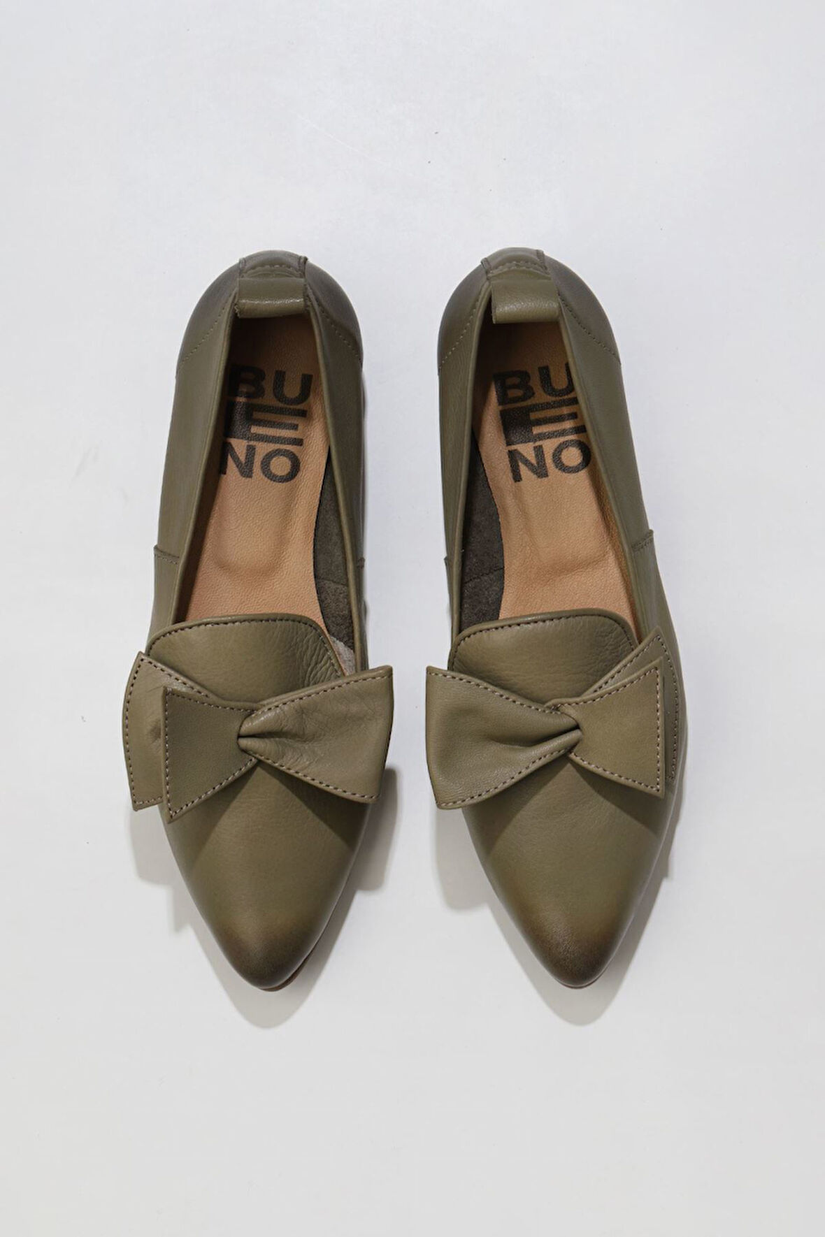 Bueno Shoes Haki Deri Kadın Düz Babet 01wr3117