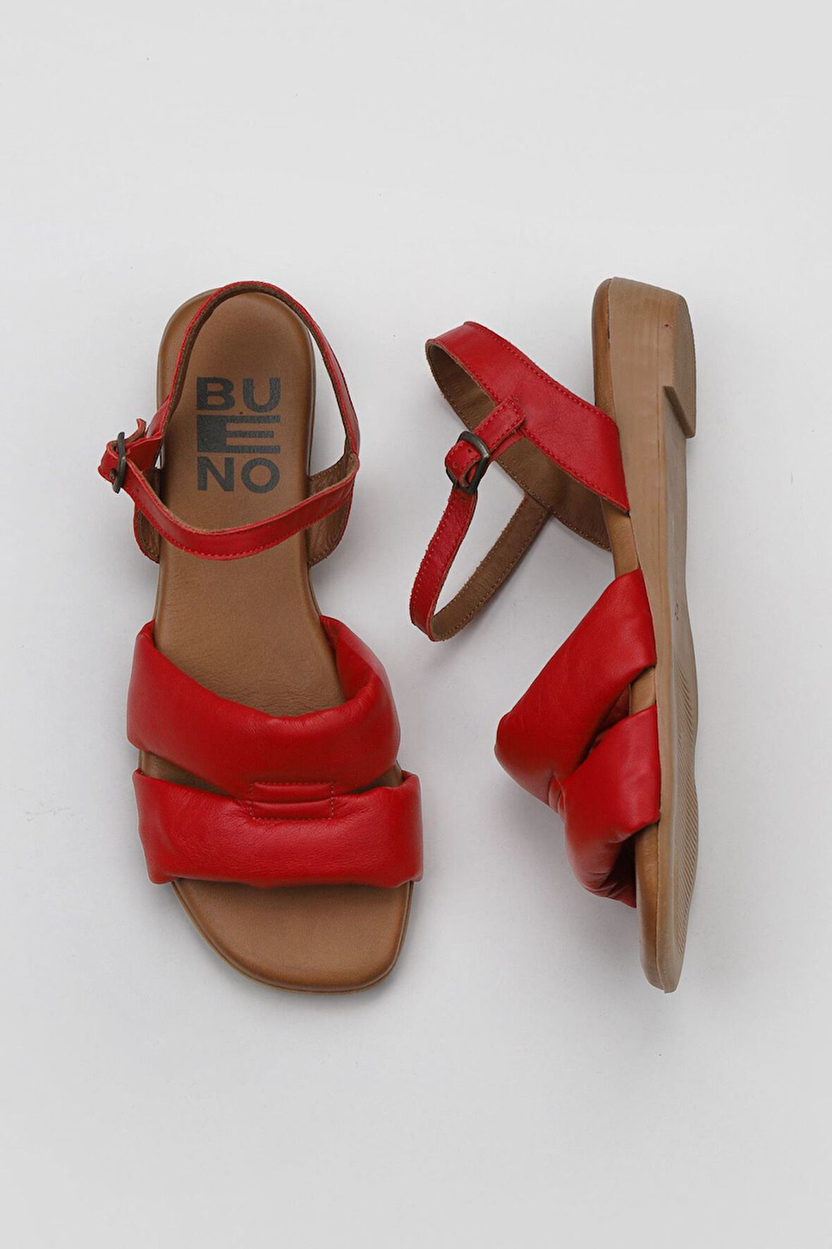 Bueno Shoes Kırmızı Deri Kadın Sandalet 01ws6010