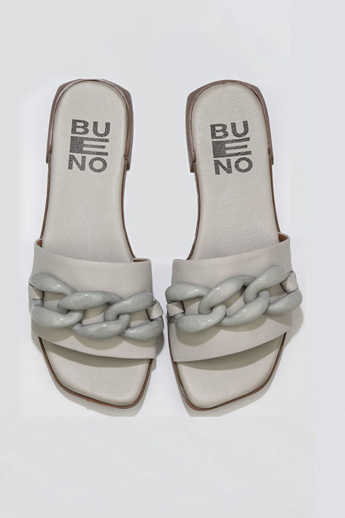 Bueno Shoes Ekru Deri Kadın Düz Terlik 01wu1815