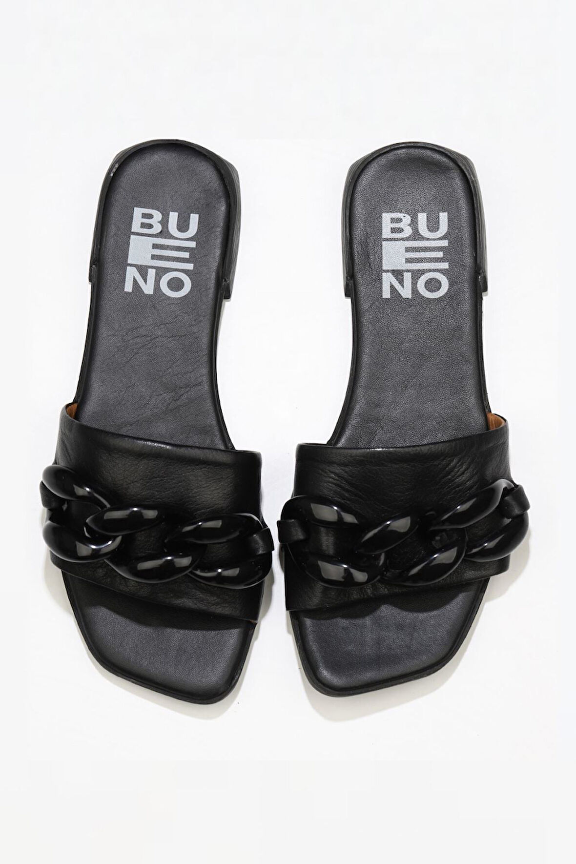 Bueno Shoes Siyah Deri Kadın Düz Terlik 01wu1815