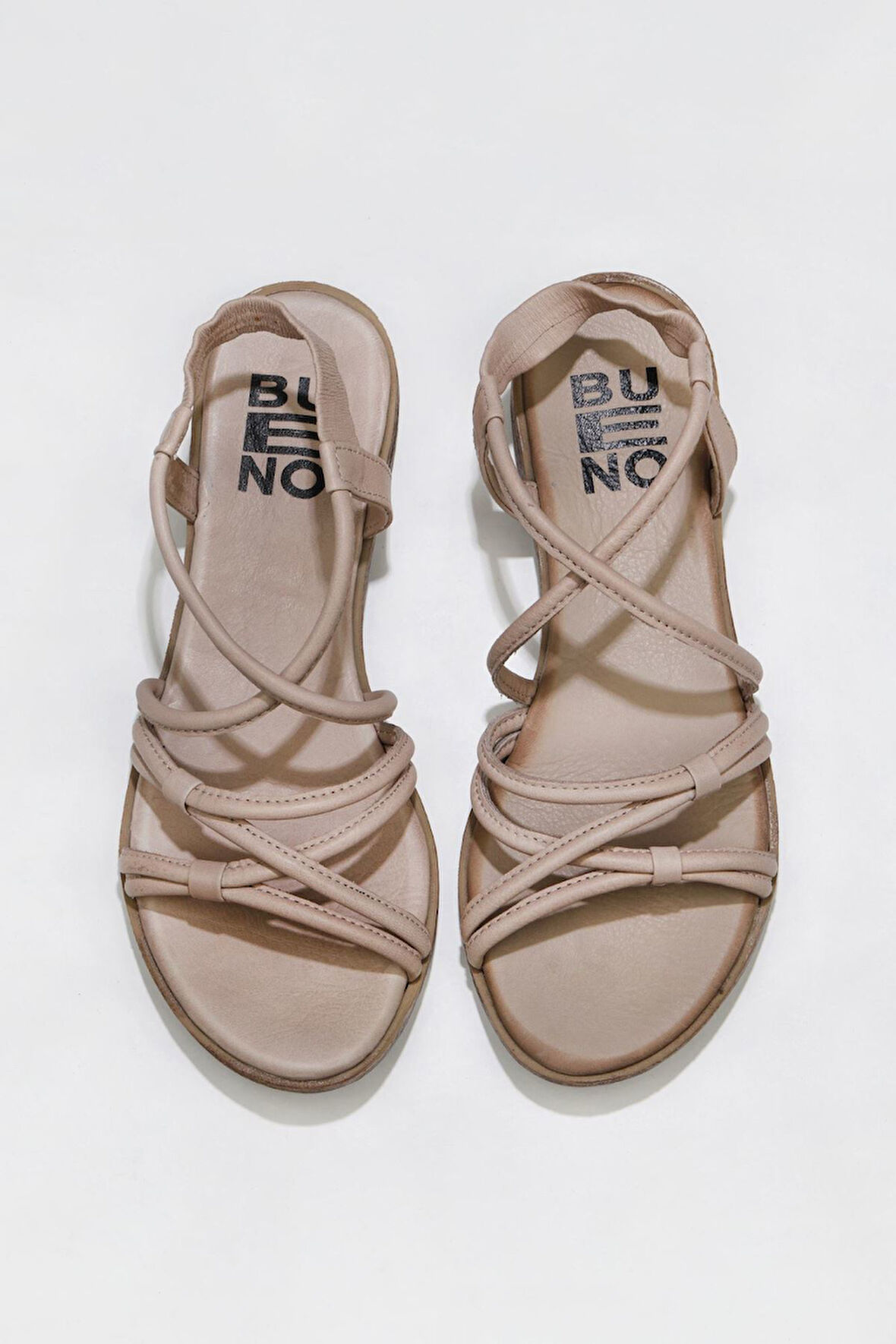 Bueno Shoes Gri Deri Kadın Düz Sandalet 01wu3004