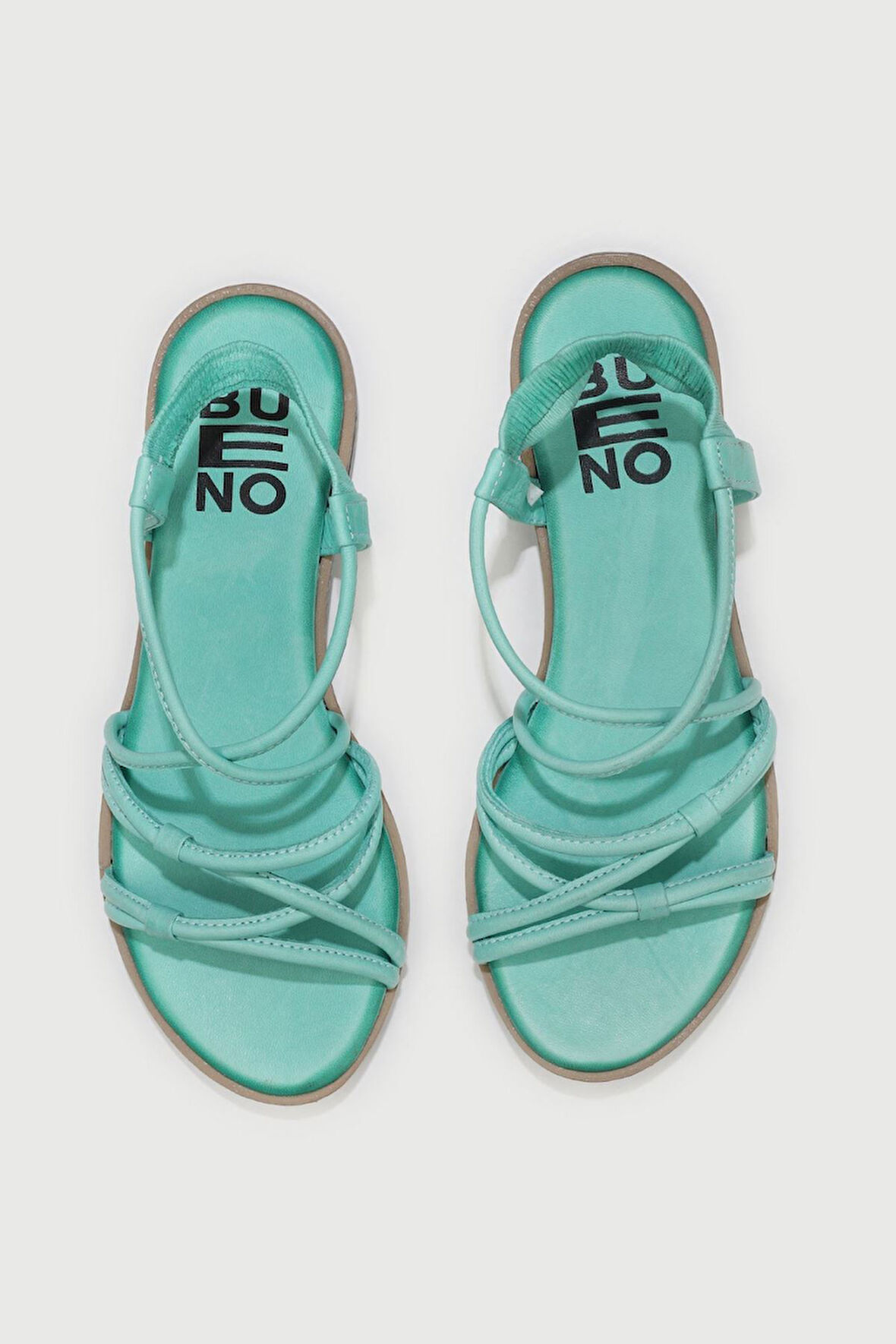 Bueno Shoes Yeşil Deri Kadın Düz Sandalet 01wu3004