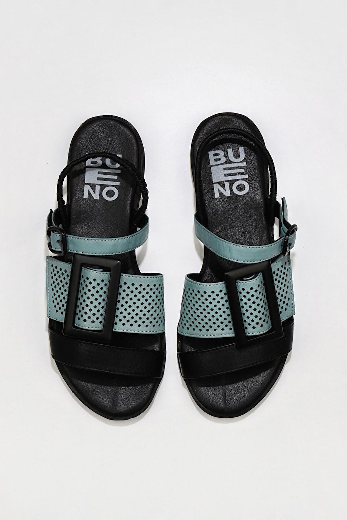 Bueno Shoes Siyah Mavi Deri Kadın Sandalet 01wu3010