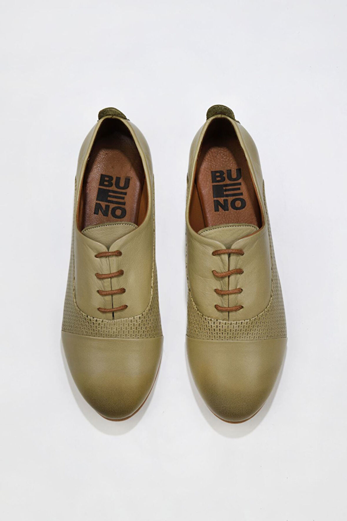 Bueno Shoes Haki Deri Kadın Babet 01wl1247