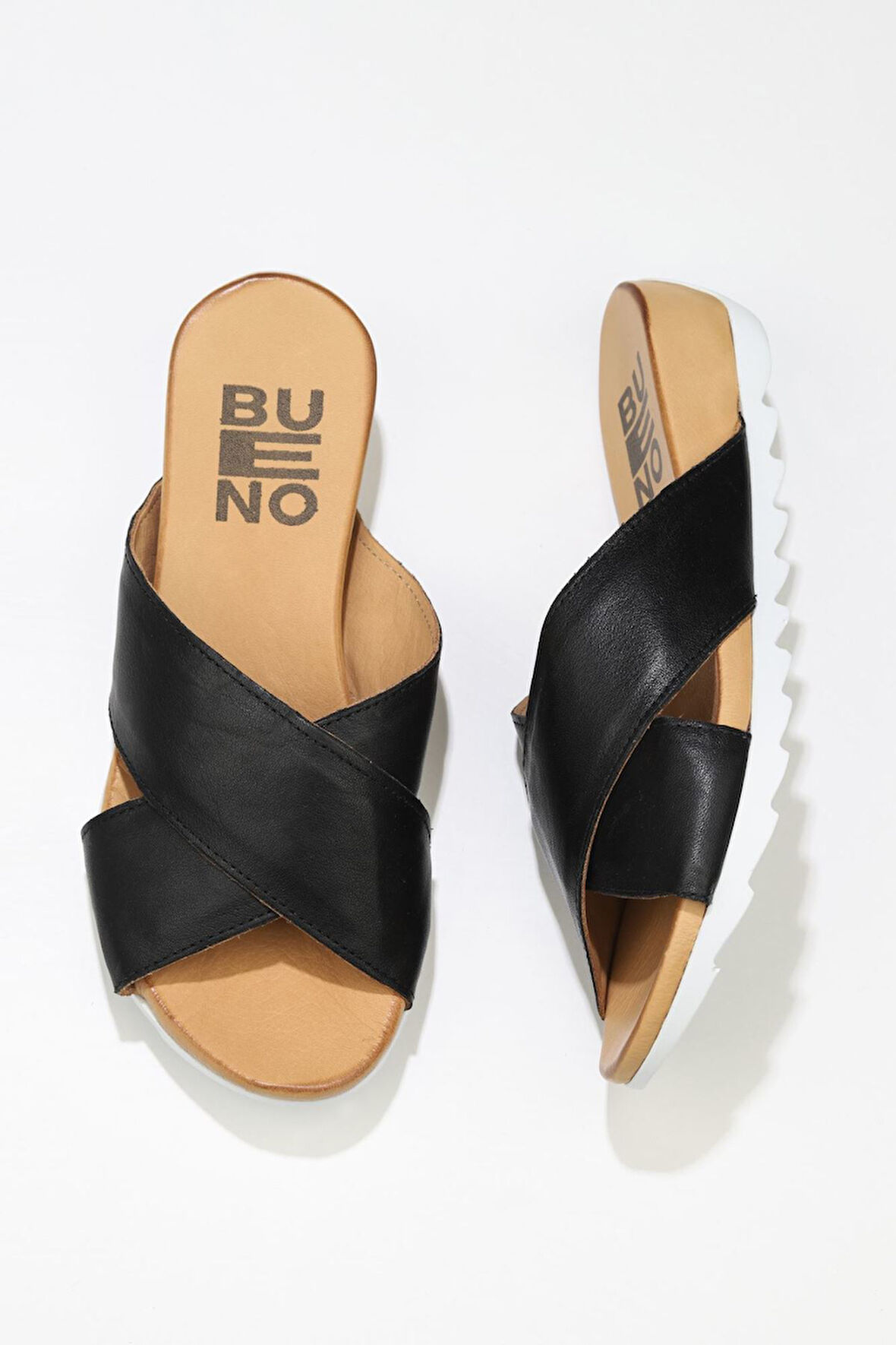 Bueno Shoes Siyah Deri Kadın Düz Terlik 01ws0502