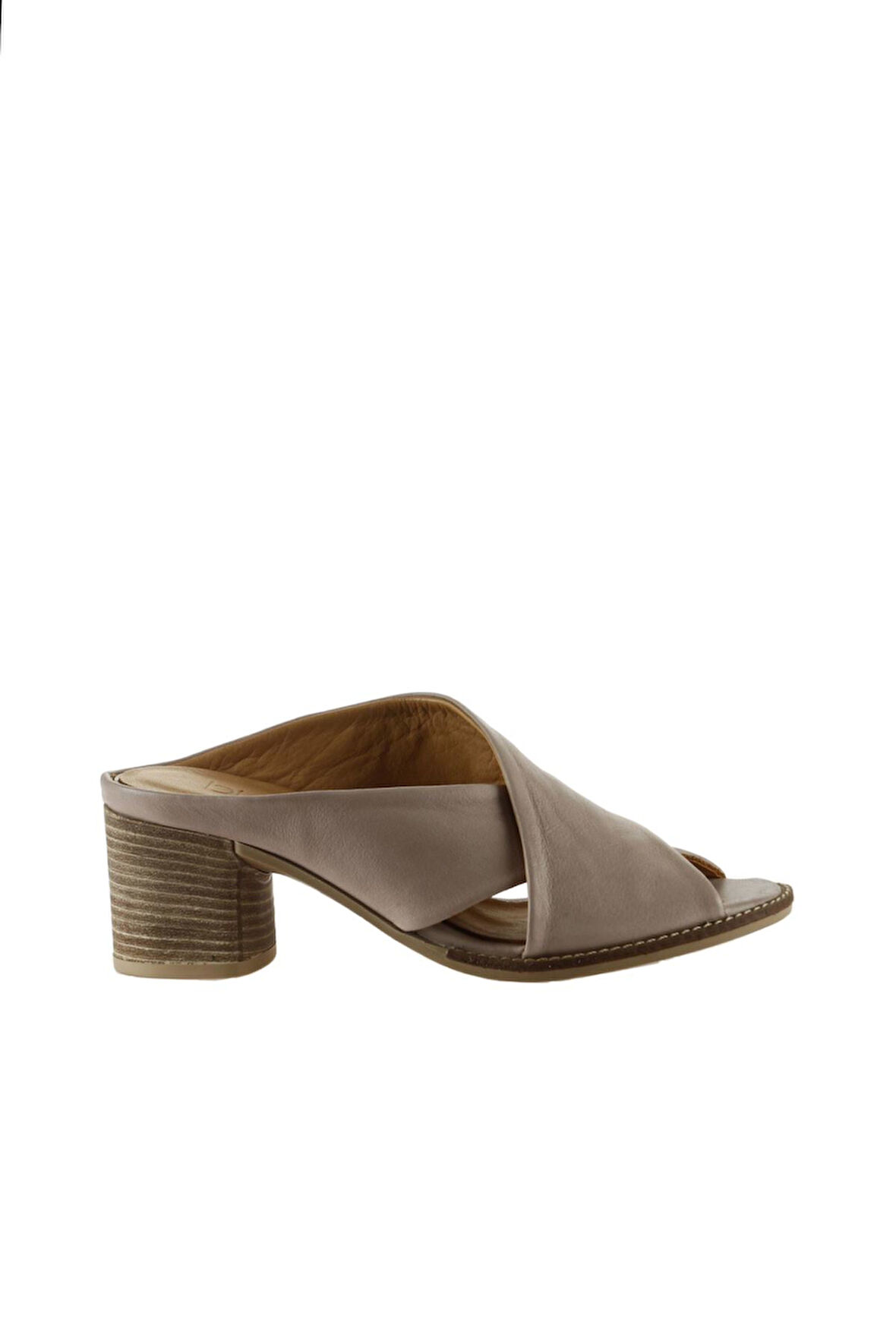 Bueno Shoes Gri Deri Kadın Topuklu Terlik 01wn6108