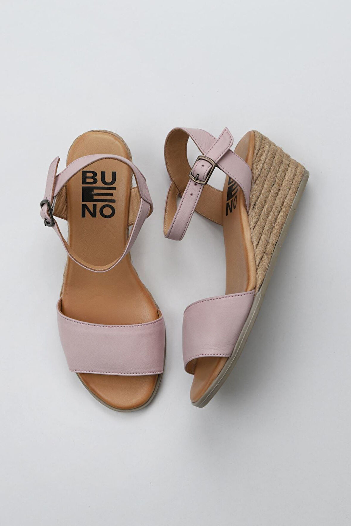 Bueno Shoes Pembe Deri Kadın Dolgu Topuklu Sandalet 01ws11101