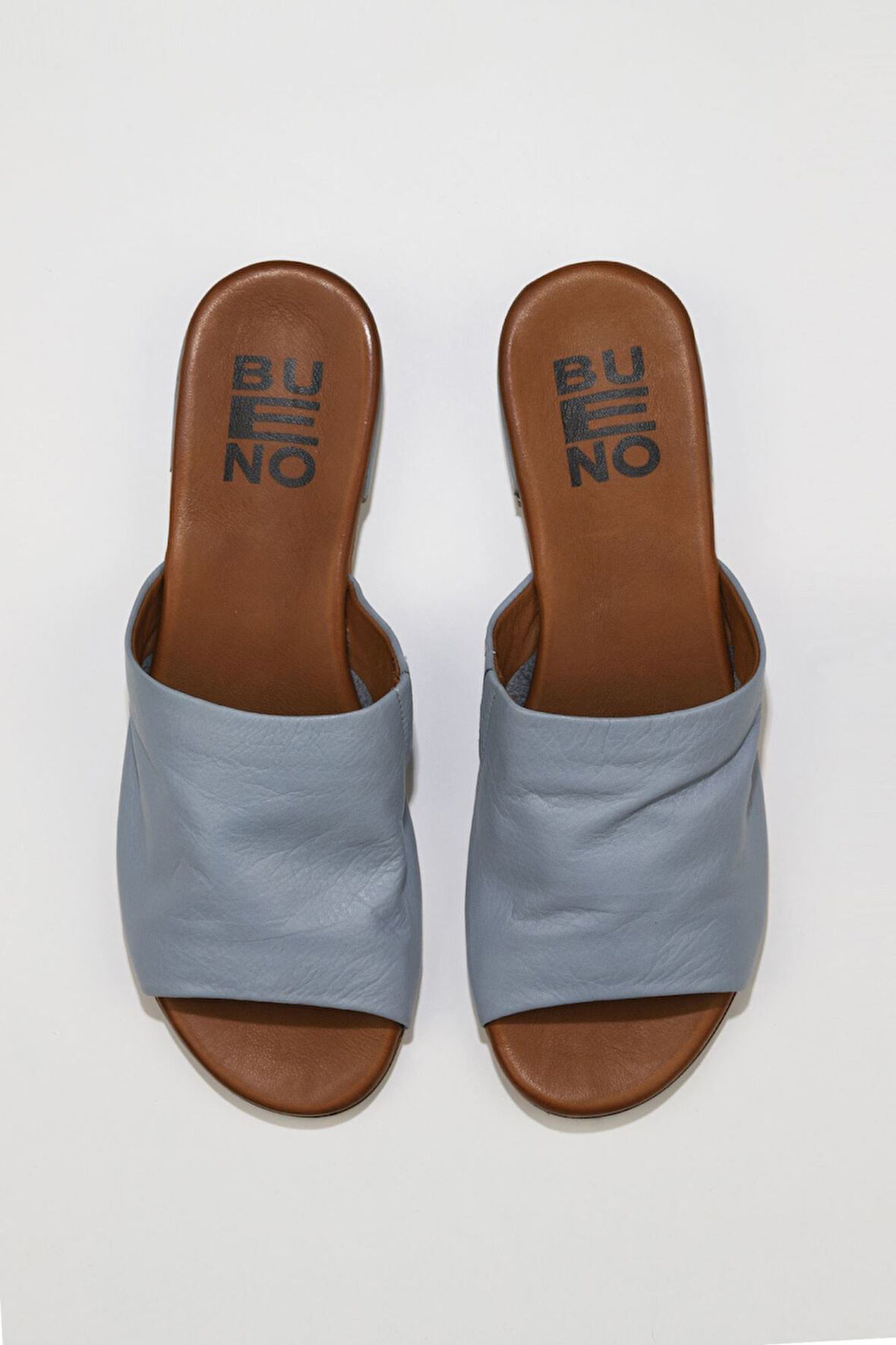 Bueno Shoes Mavi Deri Kadın Düz Terlik 01wu3100