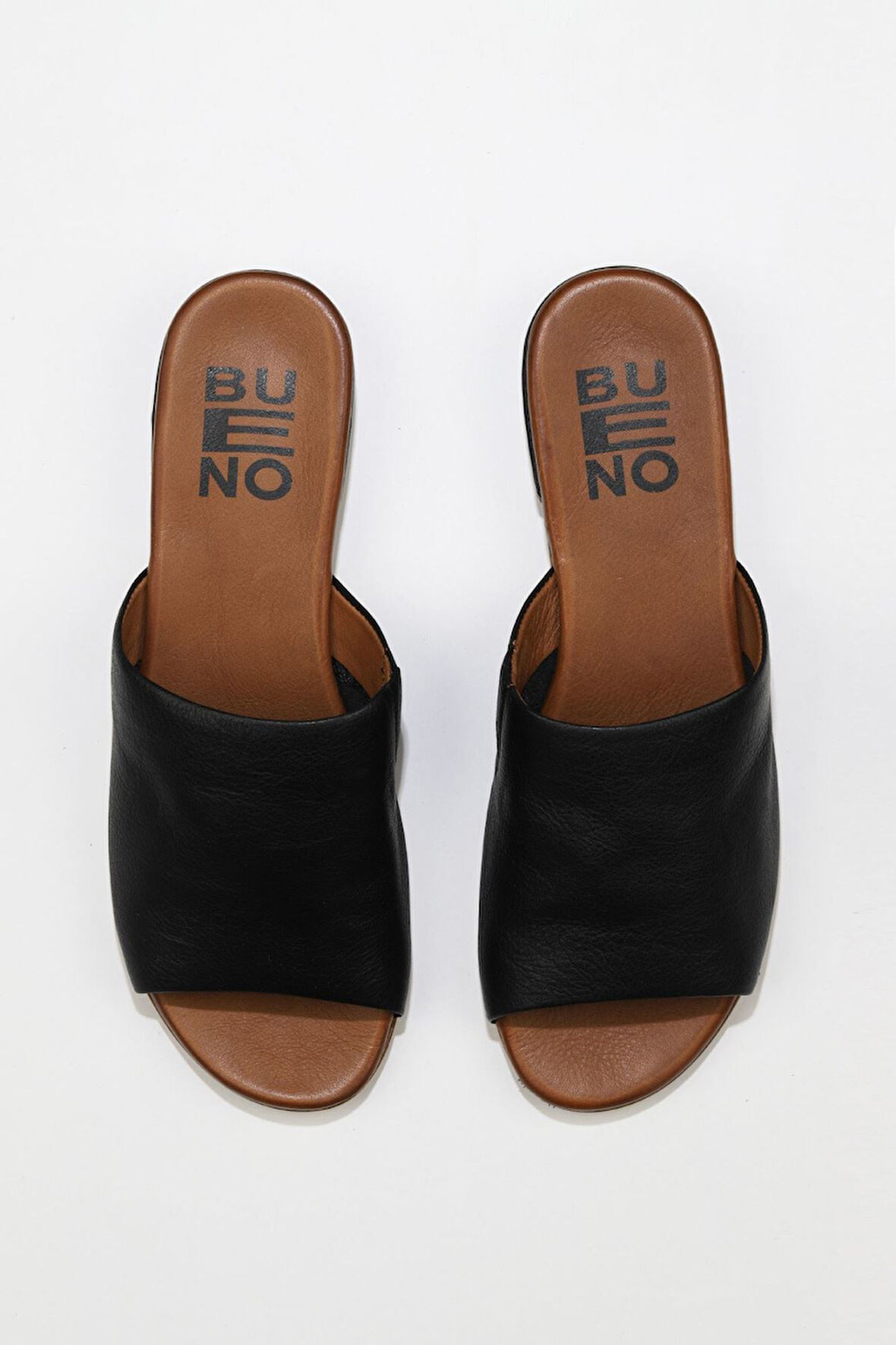 Bueno Shoes Siyah Khv-bej Deri Kadın Düz Terlik 01wu3100