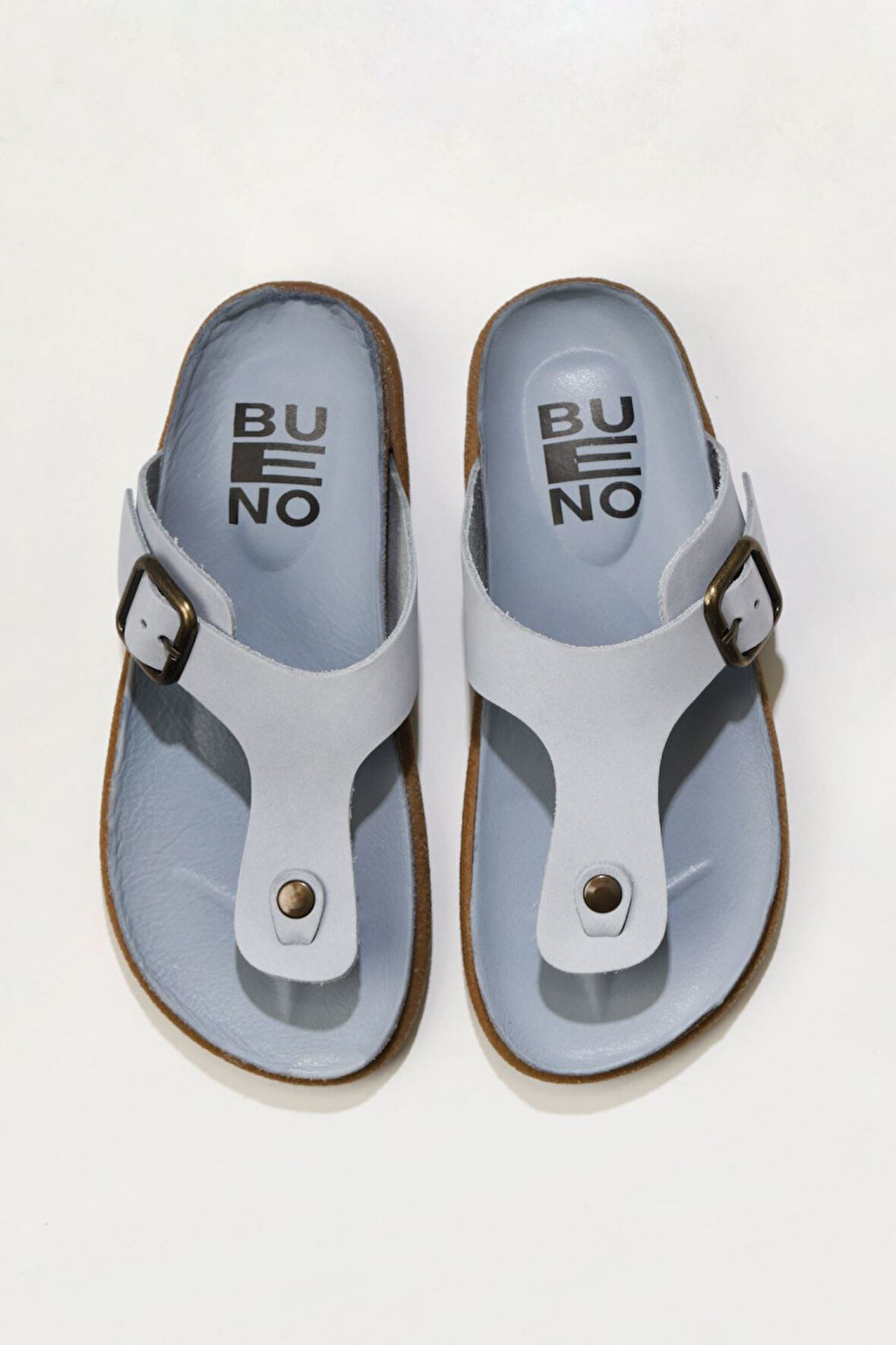 Bueno Shoes Mavi Nubuk Kadın Parmak Arası Terlik 01ws11002