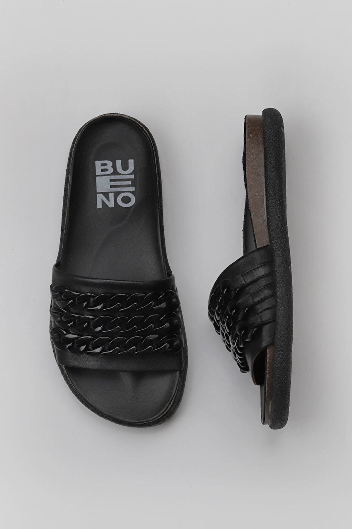 Bueno Shoes Siyah Deri Kadın Düz Terlik 01wu4708