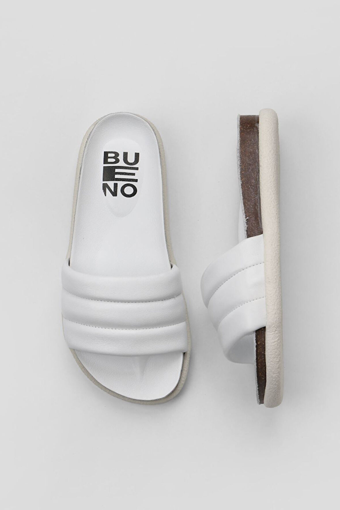 Bueno Shoes Beyaz Deri Kadın Düz Terlik 01wu4710