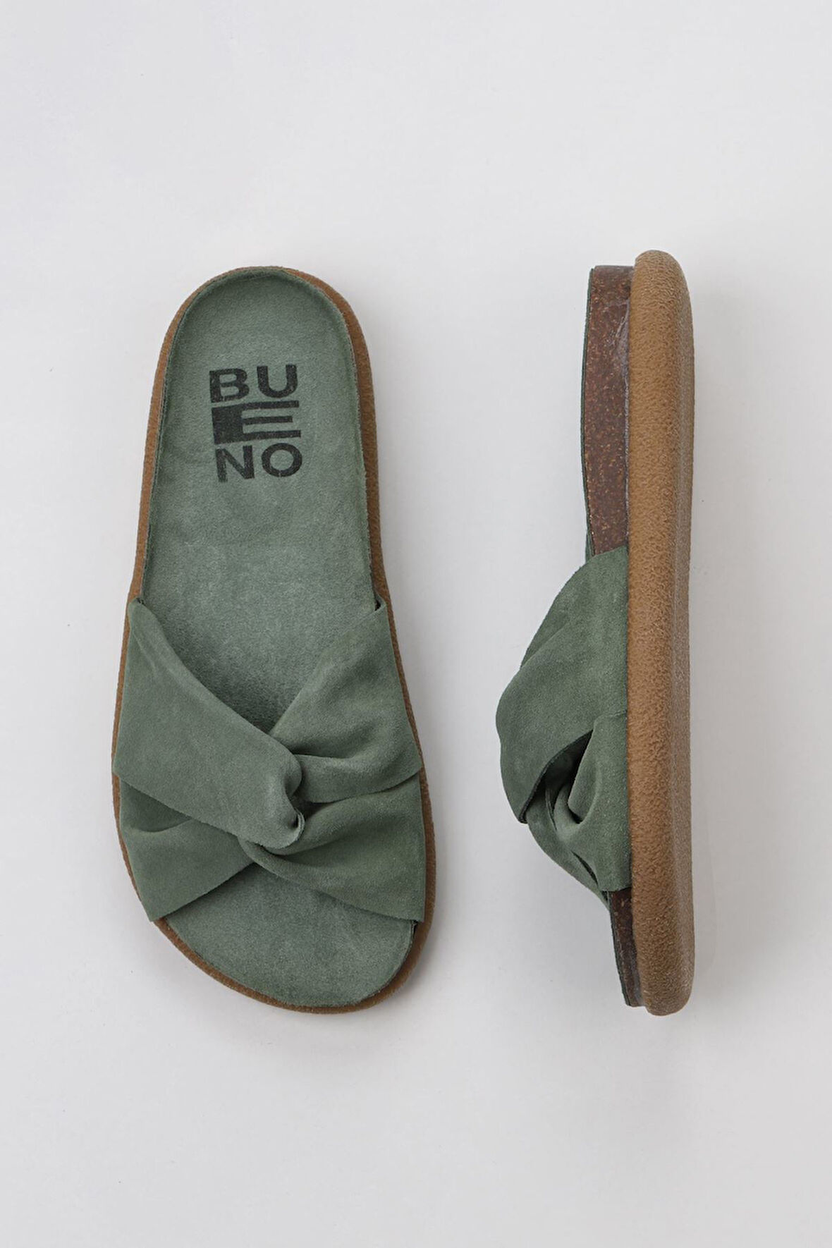 Bueno Shoes Yeşil Açık Süet Kadın Düz Terlik 01wu4715