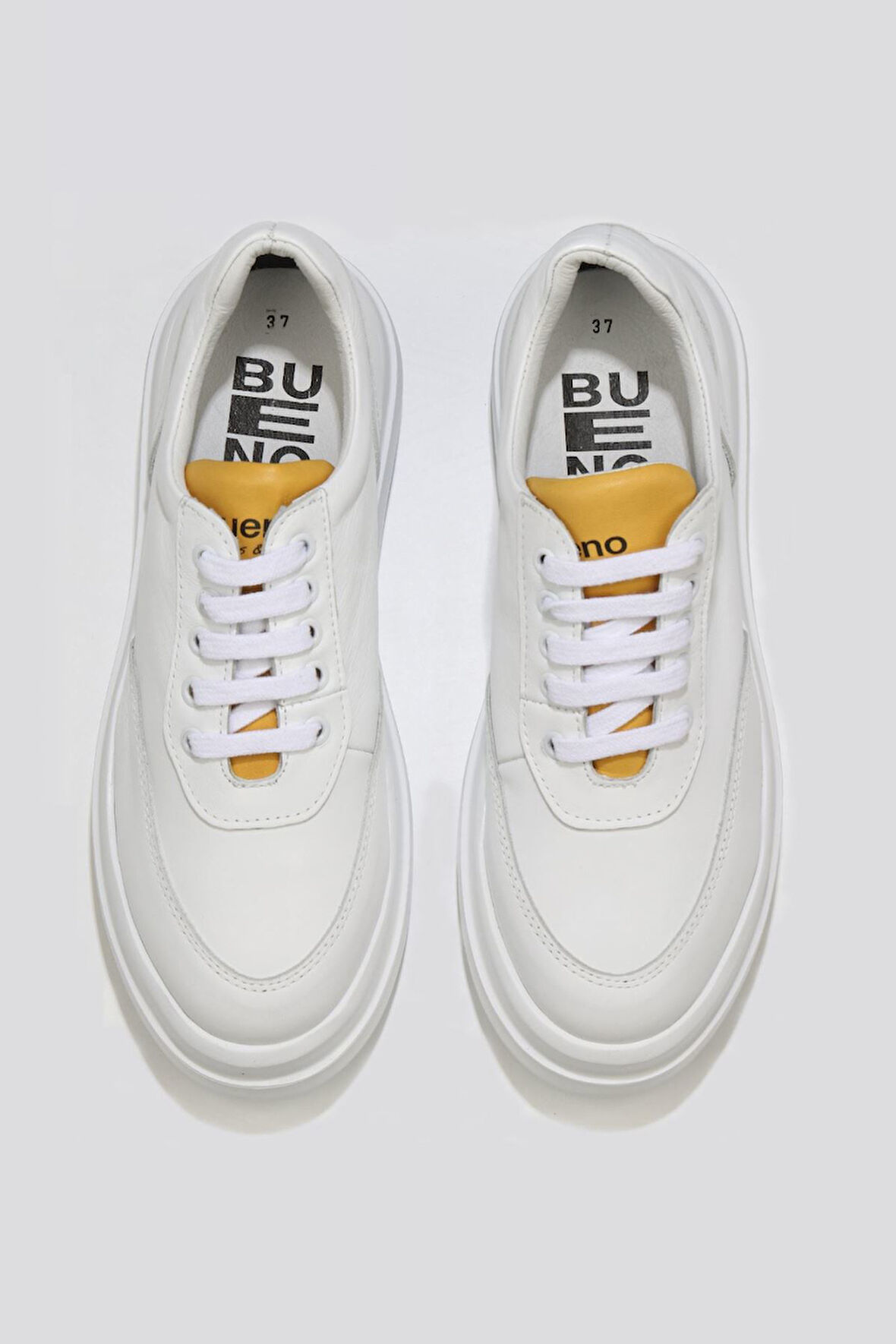 Bueno Shoes Beyaz Sarı Deri Kadın Sneakers 01wt4704