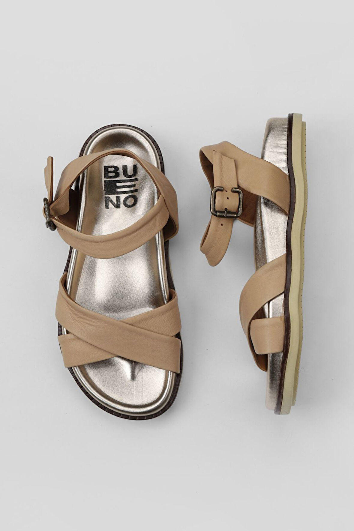 Bueno Shoes Bej Deri Kadın Sandalet 01wu5830