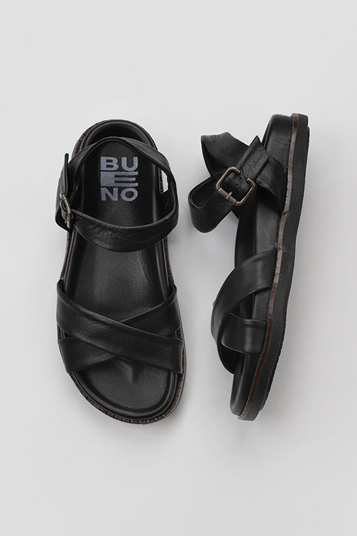 Bueno Shoes Siyah Deri Kadın Sandalet 01wu5830