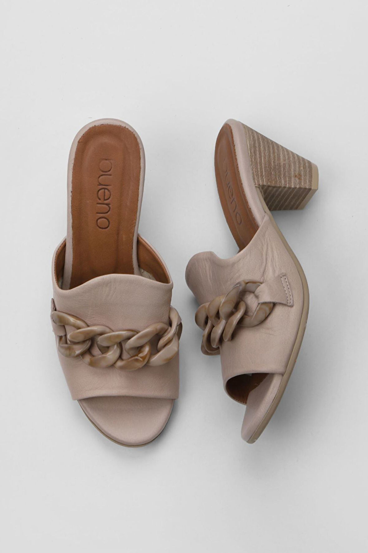 Bueno Shoes Gri Deri Kadın Topuklu Terlik 01wu11300