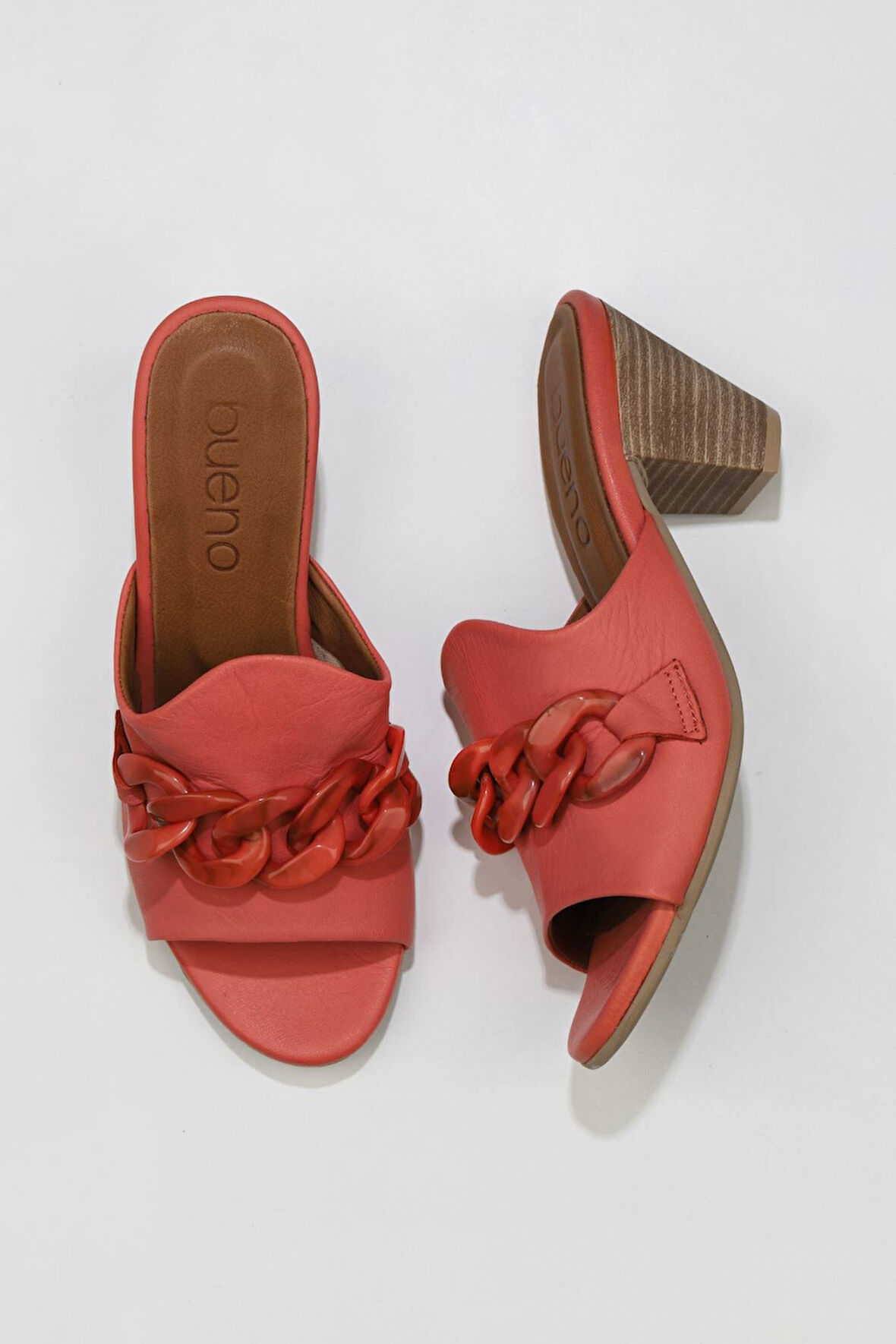 Bueno Shoes Mercan Deri Kadın Topuklu Terlik 01wu11300