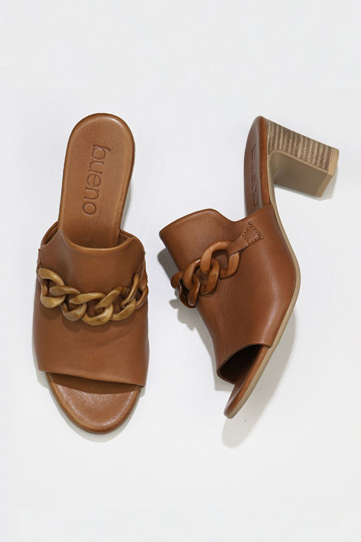 Bueno Shoes Kahverengi Deri Kadın Topuklu Terlik 01wu9502