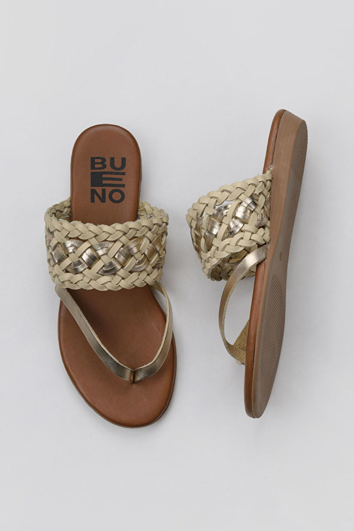 Bueno Shoes Sarı Parlak Deri Kadın Parmak Arası Terlik 01wu7448