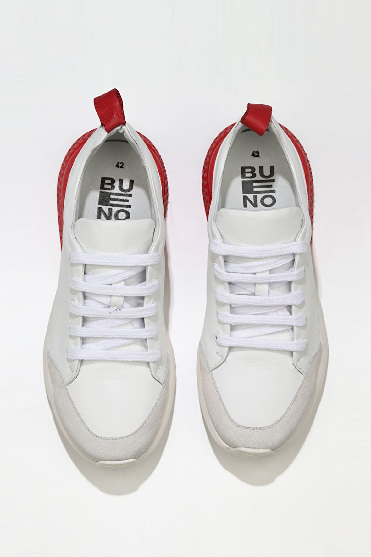 Bueno Shoes Beyaz Kırmızı Deri Erkek Spor Ayakkabı 01mq5500